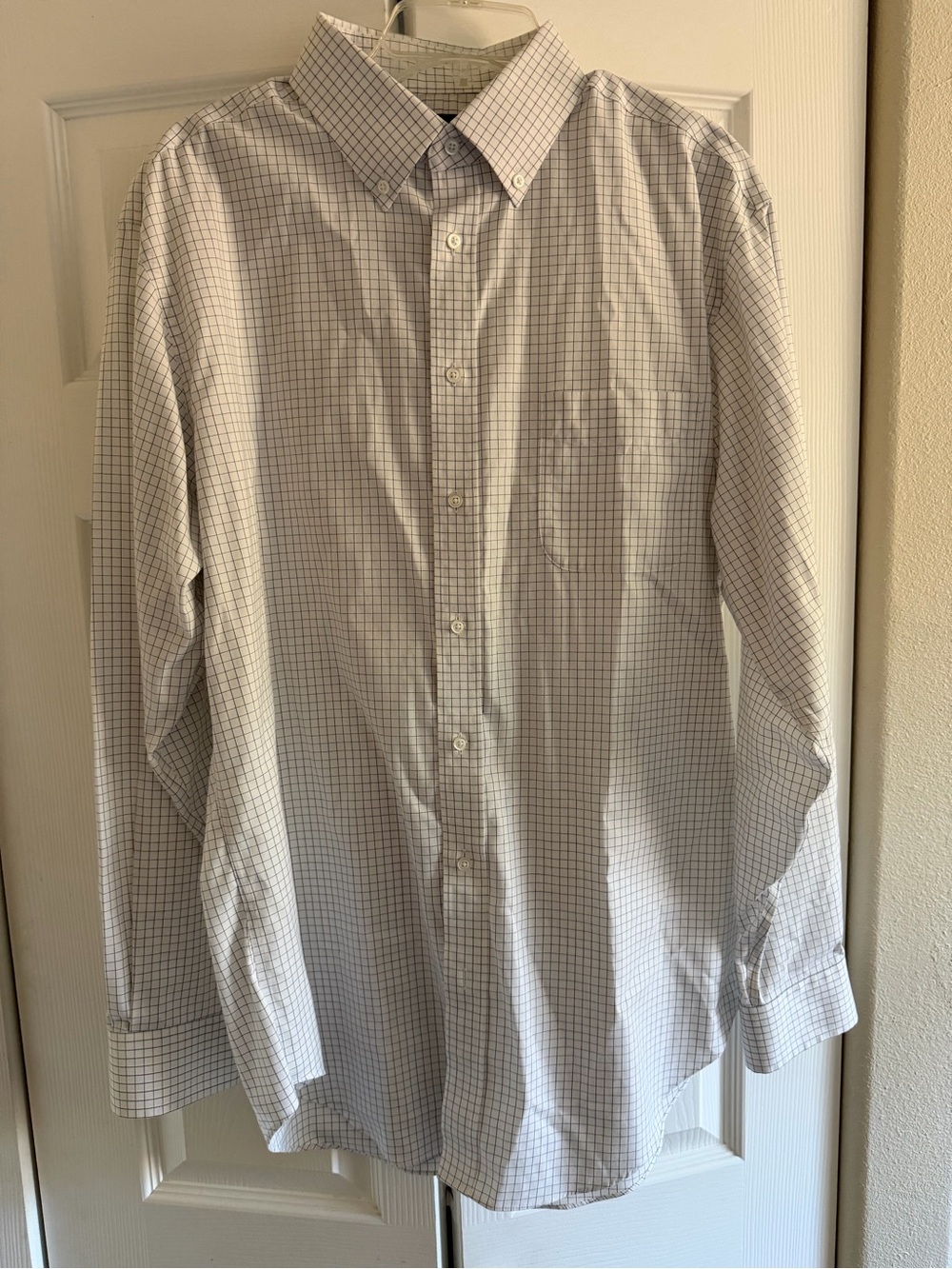 Jos. A. Bank White Dress Shirt with Navy Windowpane